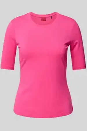 HUGO BOSS T-shirt met geribde ronde hals, model 