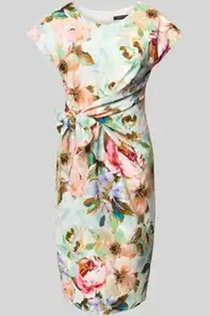 Swing Knielange cocktailjurk met knoopdetail
