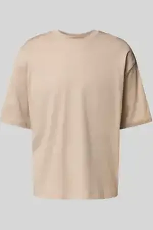 Jake*s T-shirt van biologisch katoen met geribde ronde hals