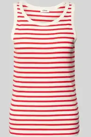 QS by s.Oliver Slim fit tanktop van een mix van katoen en elastaan