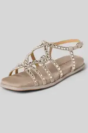 Alma en Pena Leren sandalen met siersteentjes