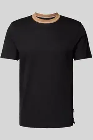 HUGO BOSS T-shirt met geribde ronde hals, model 