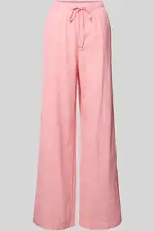 Pieces® Wide leg broek van een mix van katoen en linnen, model 