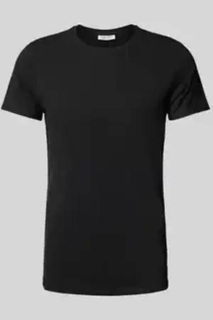 Casual Friday T-shirt met geribde ronde hals