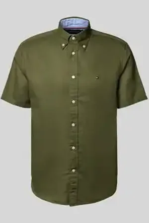 Tommy Hilfiger Regular fit vrijetijdsoverhemd van een mix van katoen en linnen