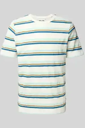 Blend T-shirt met geribde ronde hals, model 