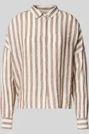 0039 Italy Regular fit overhemdblouse van linnen met extra brede schouders