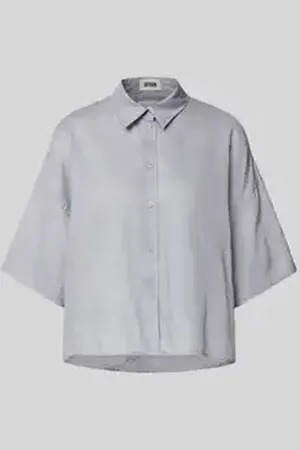 Drykorn Relaxed fit linnen blouse met extra brede schouders