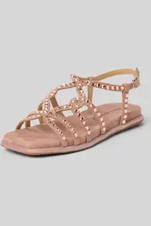 Alma en Pena Leren sandalen met siersteentjes