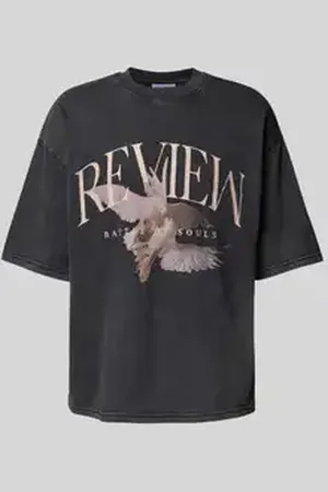 Review T-shirt met labelprint