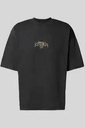 Review Oversized T-shirt met geribde ronde hals