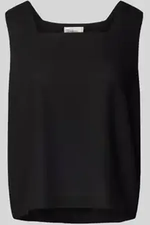My Essential Wardrobe Top met bandjes van een mix van linnen en viscose met vierkante hals
