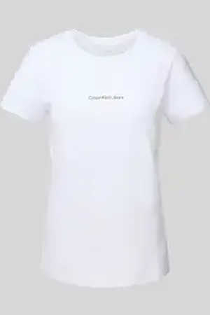 Calvin Klein T-shirt met labelprint en geribde ronde hals