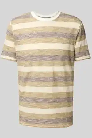 Blend T-shirt met geribde ronde hals, model 