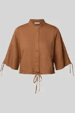 Marc O’ Polo Korte blouse van een mix van linnen en katoen