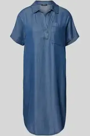 Opus Knielange jeansjurk met borstzak, model 