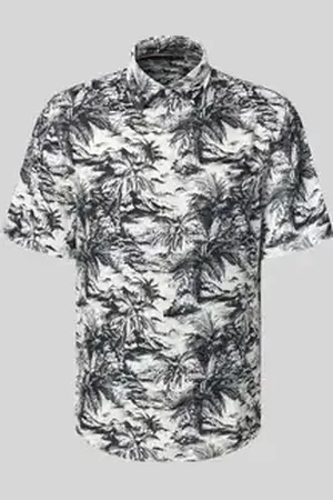 Tommy Hilfiger Regular fit linnen overhemd met tropische print