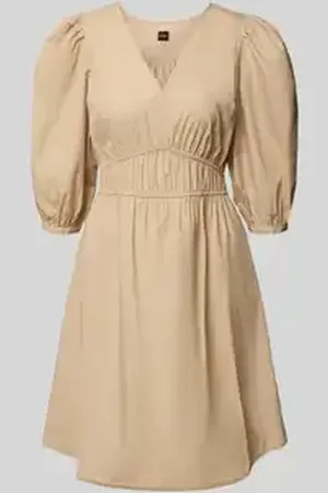 HUGO BOSS Knielange jurk met pofmouwen, model 