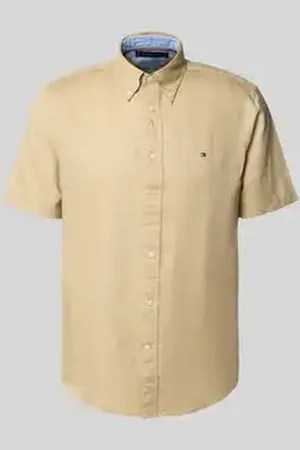 Tommy Hilfiger Regular fit vrijetijdsoverhemd van een mix van katoen en linnen