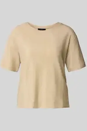 Oui T-shirt met geribde ronde hals