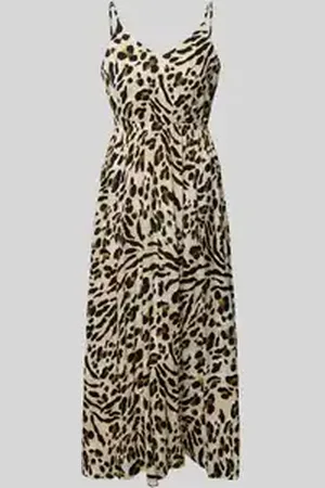Ichi Midi-jurk van viscose met V-hals, model 