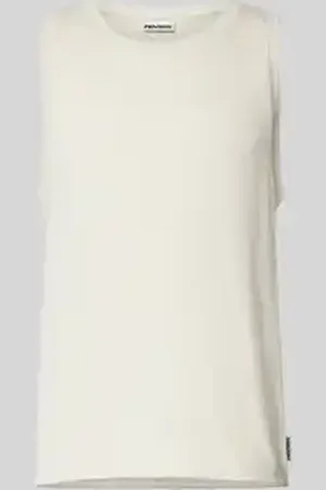 Review Tanktop met ronde hals en labeldetail