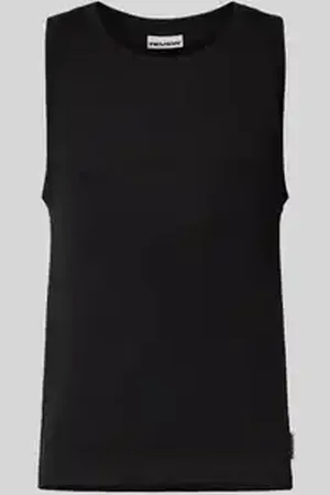 Review Tanktop met ronde hals en labeldetail