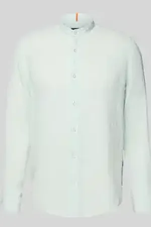 HUGO BOSS Regular fit linnen overhemd met opstaande kraag, model 