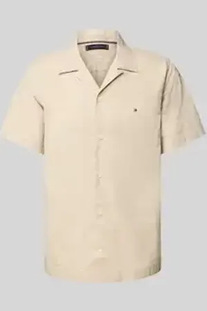 Tommy Hilfiger Regular fit vrijetijdsoverhemd van een mix van katoen en linnen