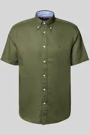 Tommy Hilfiger Regular fit vrijetijdsoverhemd van een mix van katoen en linnen