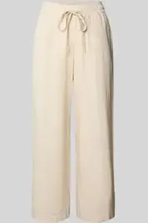 soyaconcept Straight leg linnen broek met tunnelkoord, model 