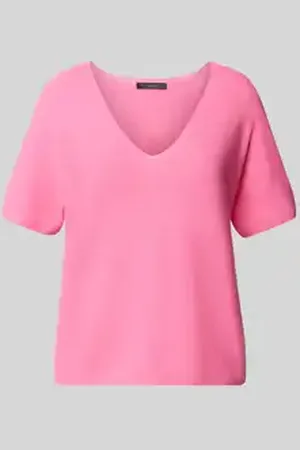 Oui Gebreid shirt met afgeronde V-hals