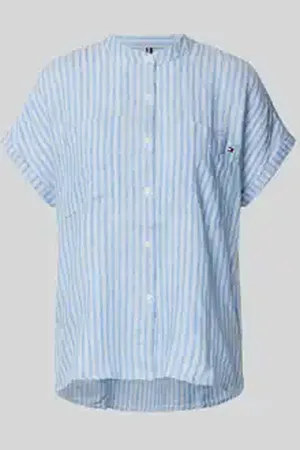 Tommy Hilfiger Relaxed fit linnen blouse met korte mouwen