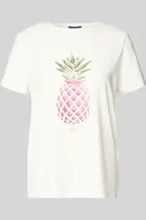 Comma, T-shirt met label met strass-steentjes