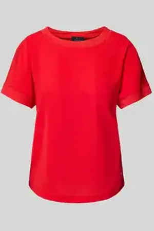 monari T-shirt met geribde ronde hals