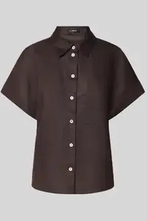 Opus Slim fit linnen blouse met 1/2-mouwen, model 