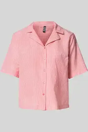 Pieces® Regular fit overhemdblouse van een mix van katoen en linnen, model 