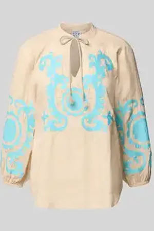 Emily van den Bergh Regular fit linnen blouse met 3/4-mouwen