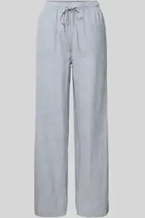 Pieces® Wide leg broek van een mix van katoen en linnen, model 