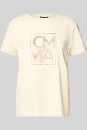 Comma, T-shirt met label met strass-steentjes
