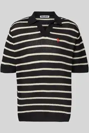 Review Gebreid shirt met polokraag en labelstitching