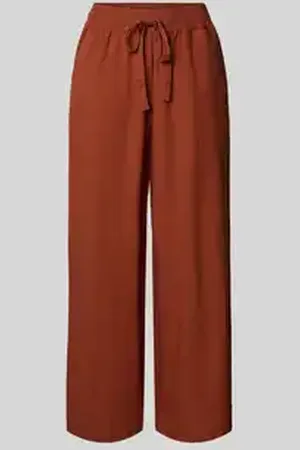 soyaconcept Straight leg linnen broek met tunnelkoord, model 