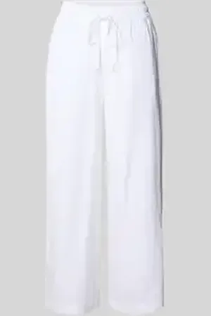 soyaconcept Straight leg linnen broek met tunnelkoord, model 