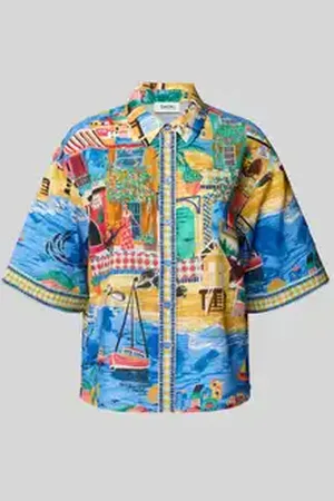 Shiwi Blouse van een mix van viscose en linnen in een all-over look, model 