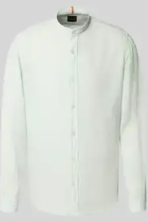 HUGO BOSS Regular fit linnen overhemd met opstaande kraag, model 