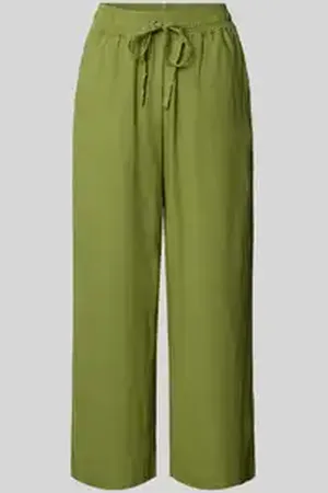 soyaconcept Straight leg linnen broek met tunnelkoord, model 