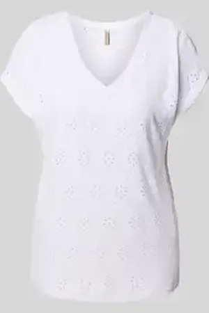 soyaconcept T-shirt met broderie anglaise, model 