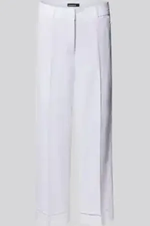 Cambio Straight leg linnen broek met persplooien, model 