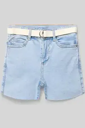 QS by s.Oliver Korte slim fit jeans met geïntegreerde riem