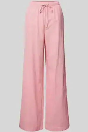 Pieces® Wide leg broek van een mix van katoen en linnen, model 